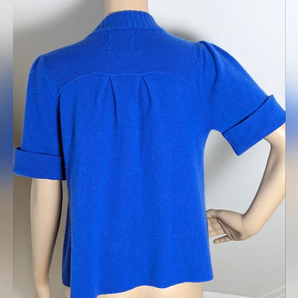 Cashmere Sweater Blue with Double Buttons Medium - Picture 5 of 9